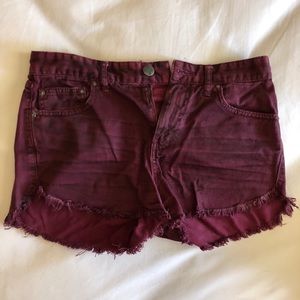 Maroon high waisted shorts